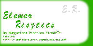 elemer risztics business card